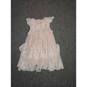 Heirloom by Polly Blinders Pink Lace Dress 24M Girl Tiered Ruffle Princess